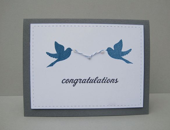{Congratulations} Stamps: Happy Trails/Enjoy the Ride (PTI) Ink: Enchanted Evening/Versafine Black Card: Grey (SU), White (PTI) Other: Bakers Twine (American Crafts)